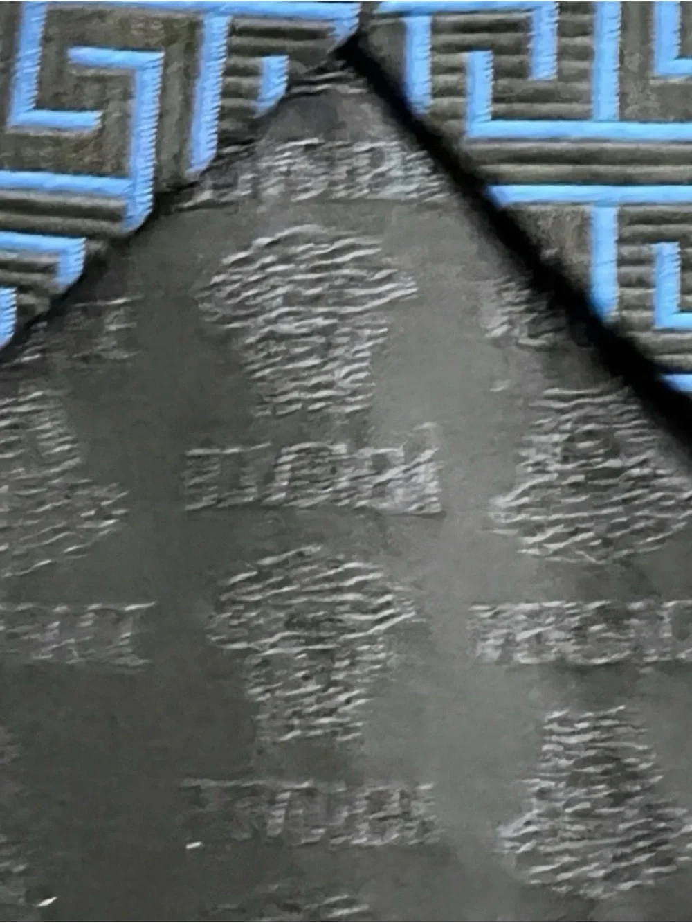 Versace Medusa Silk Tie Blue Black Greca Greek Key Baroque Vintage 59” Italy